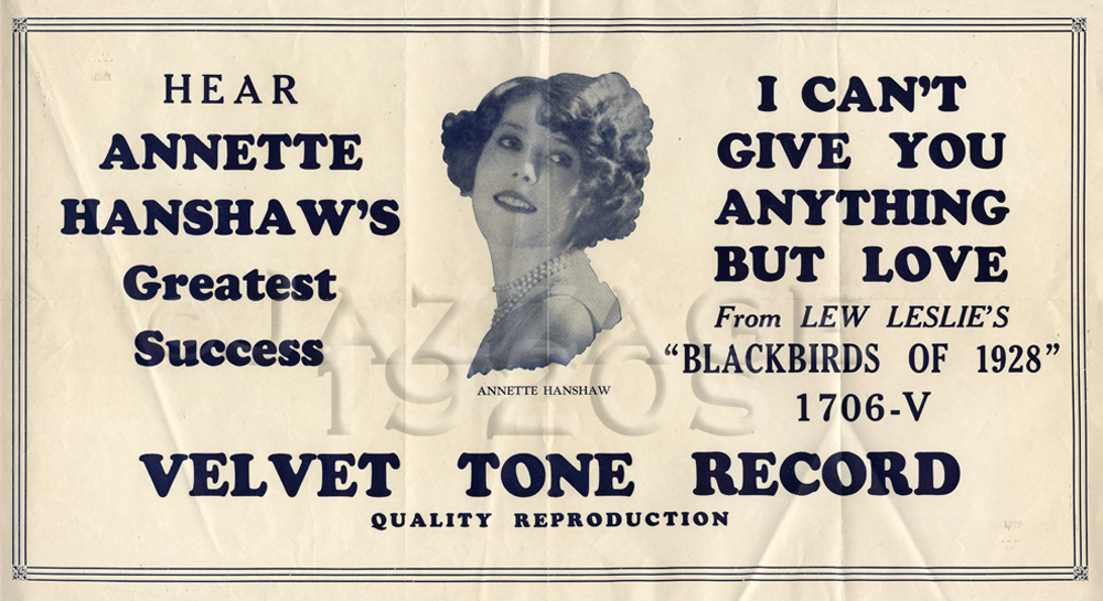Velvet Tone Record 1706-V Advertising Sheet (White)