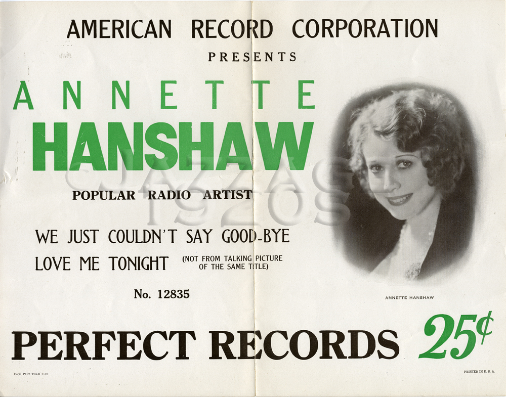 Perfect Records Advertising Sheet 