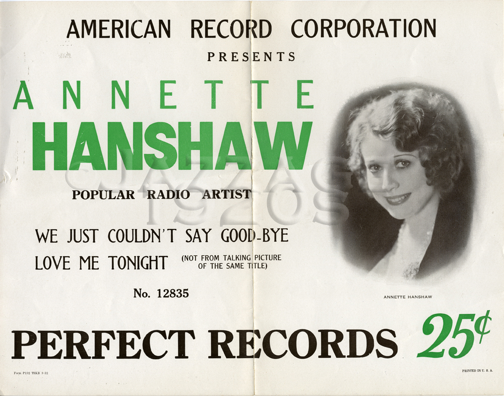 Perfect Records Advertising Sheet