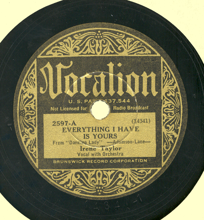 Everything I Have Is Yours, Vocalion 2597-A