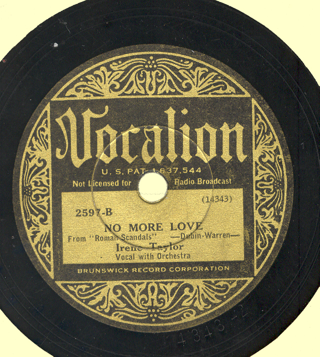 No More Love, Vocalion 2597-B