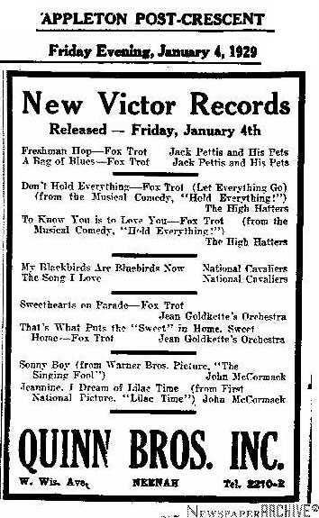 Victor Record Ad - 1929