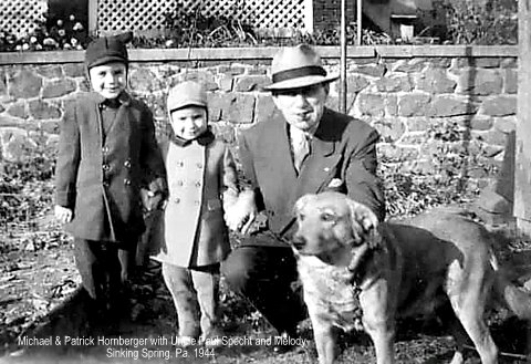 Michael & Patrick Hornberger with uncle Paul Specht (1944)