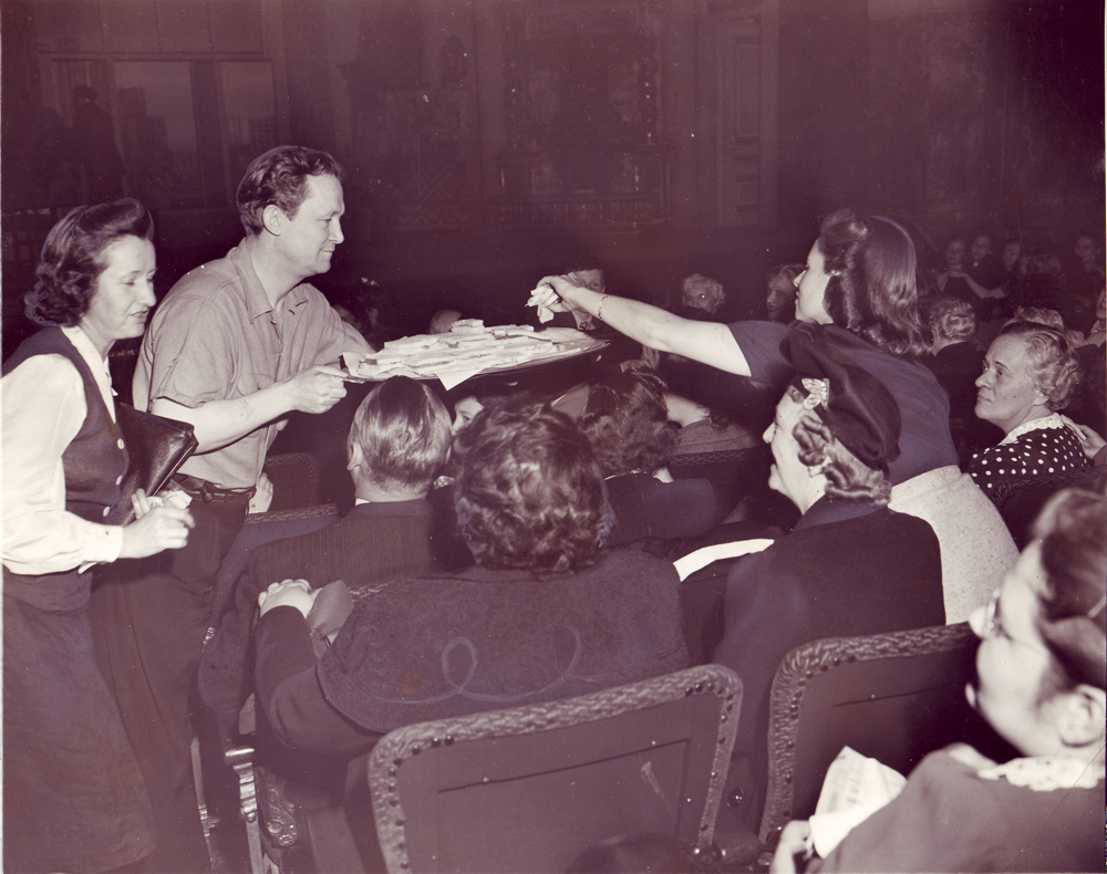 Ray Mayer & Edith Evans serving sandwiches for Mr Big - 1941
